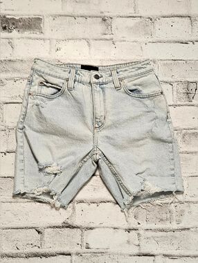 Rolla’s EZY Straight Denim Shorts Mens 29 Light Wash Distressed Raw Hem